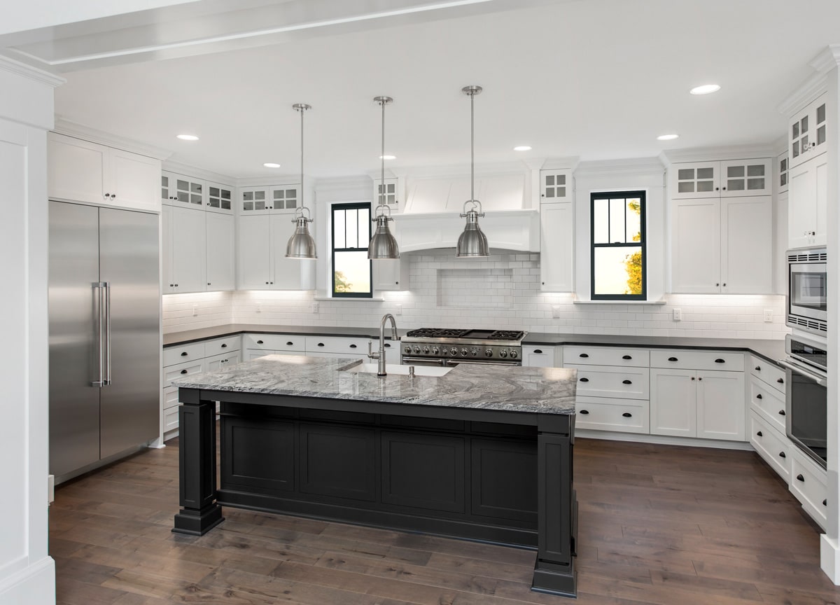 kitchen with black windows