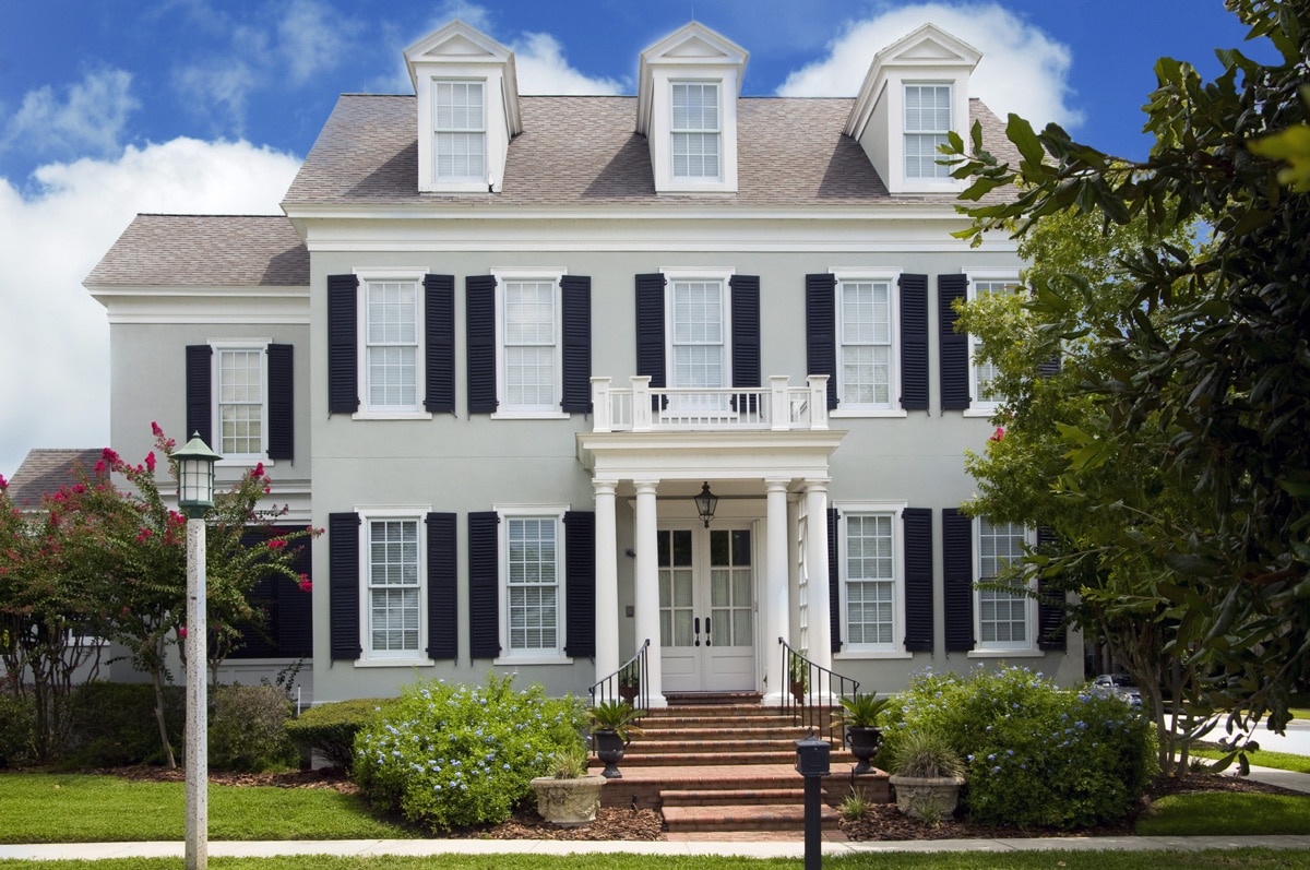 colonial house with white windows